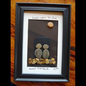 "Love You To The Moon & Back" Pebble Art by Mimi 5" x 7" Framed Home Decor Gift